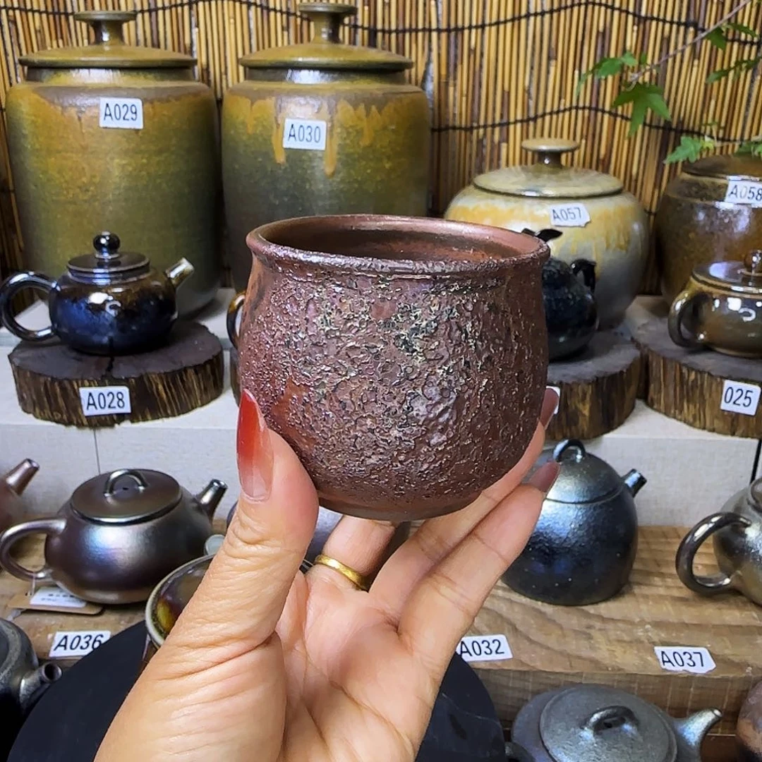 杯伟**?建水紫陶柴烧杯微瑕