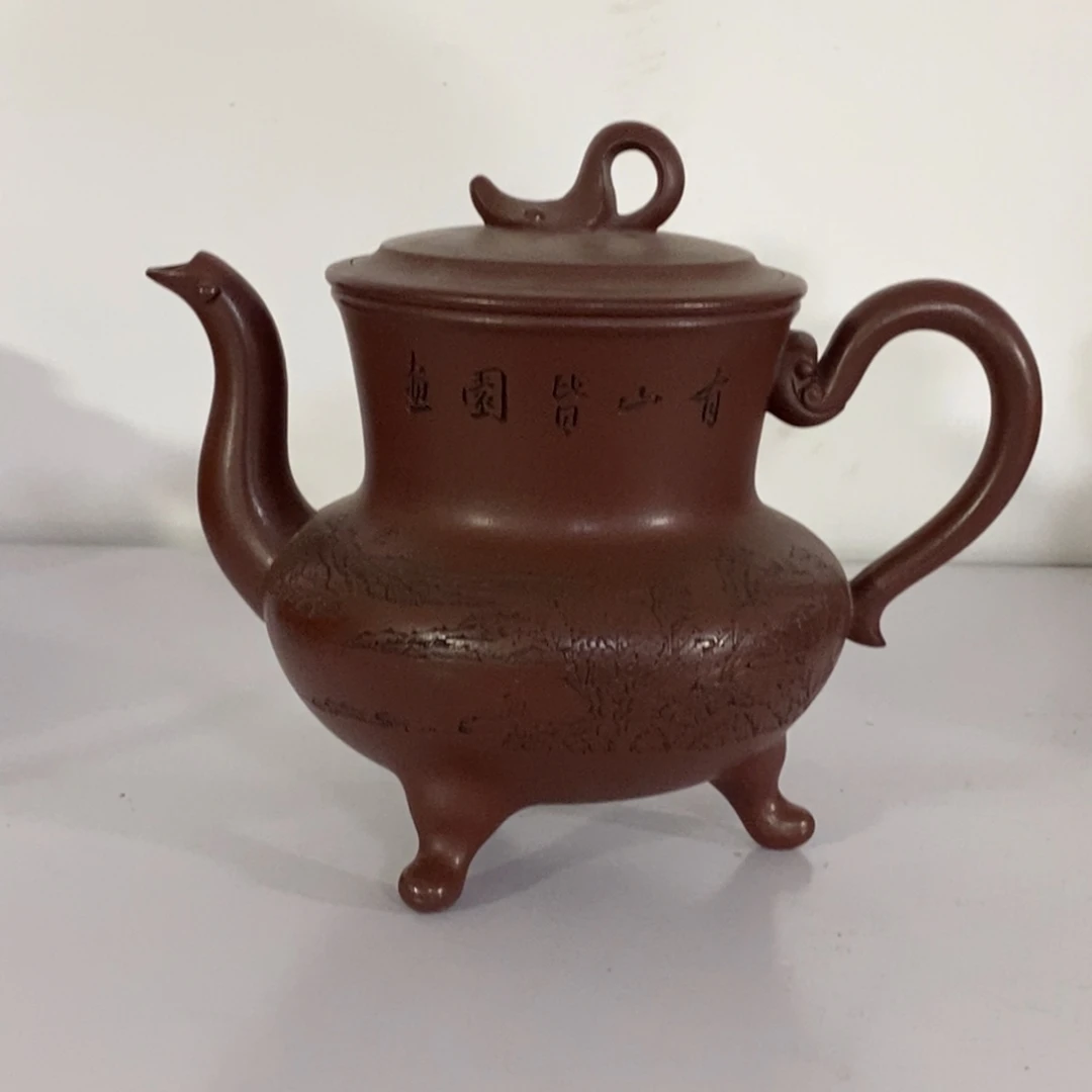 紫砂茶壶白15 三足宫灯