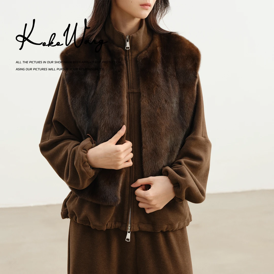 KOKO WANG 【琥珀星河】秋冬高定原色显瘦水貂无袖马夹 N0685H03W45