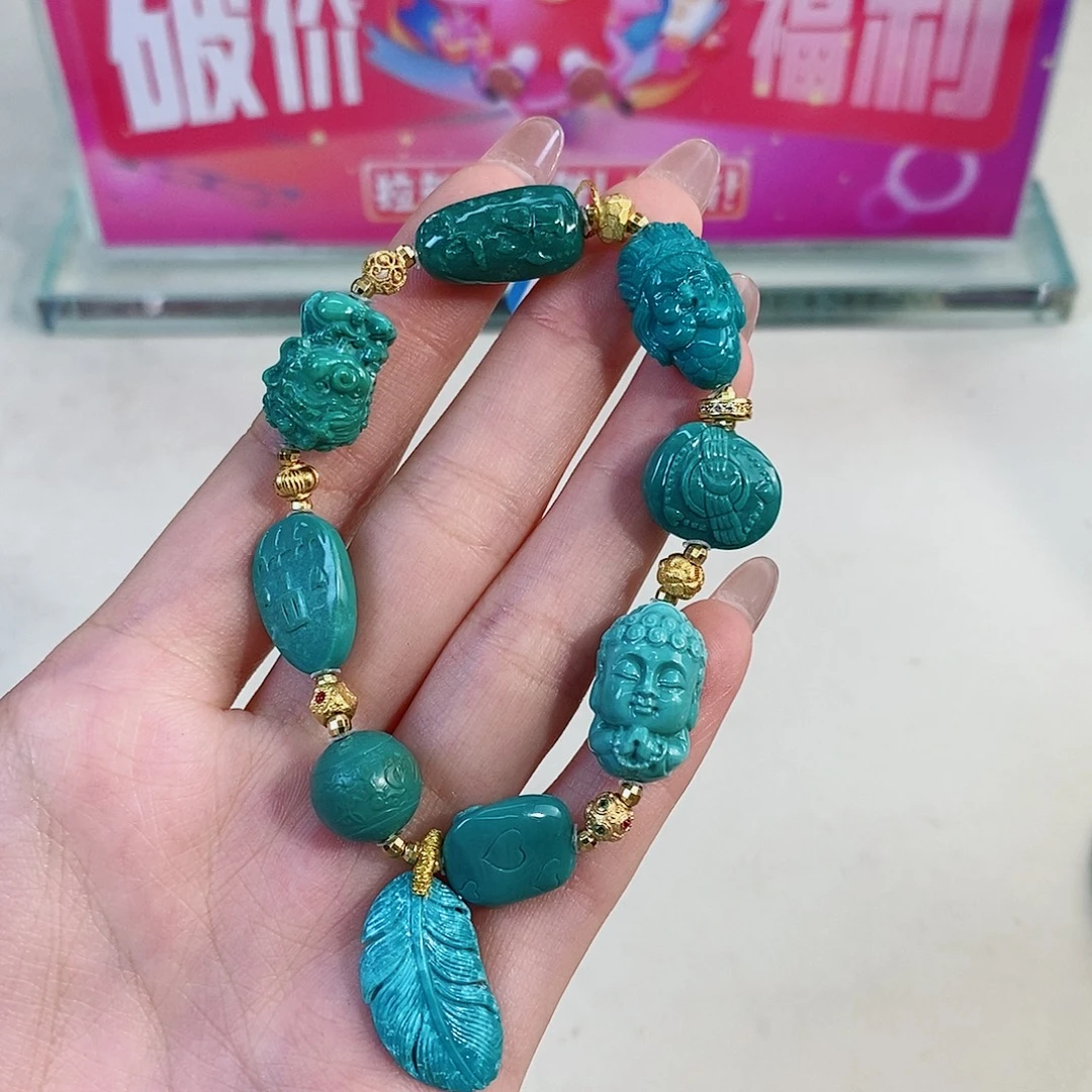 绿松石银S925镀金镶嵌珠宝奇石