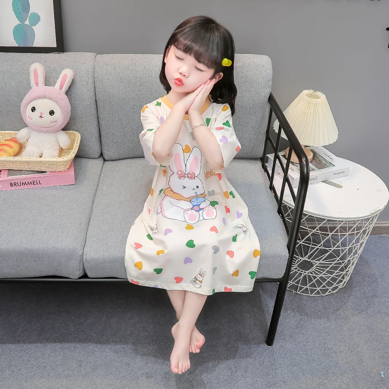 儿童睡裙莫代尔小女孩夏季薄款长款家居裙女宝宝公主裙女童睡衣裙
