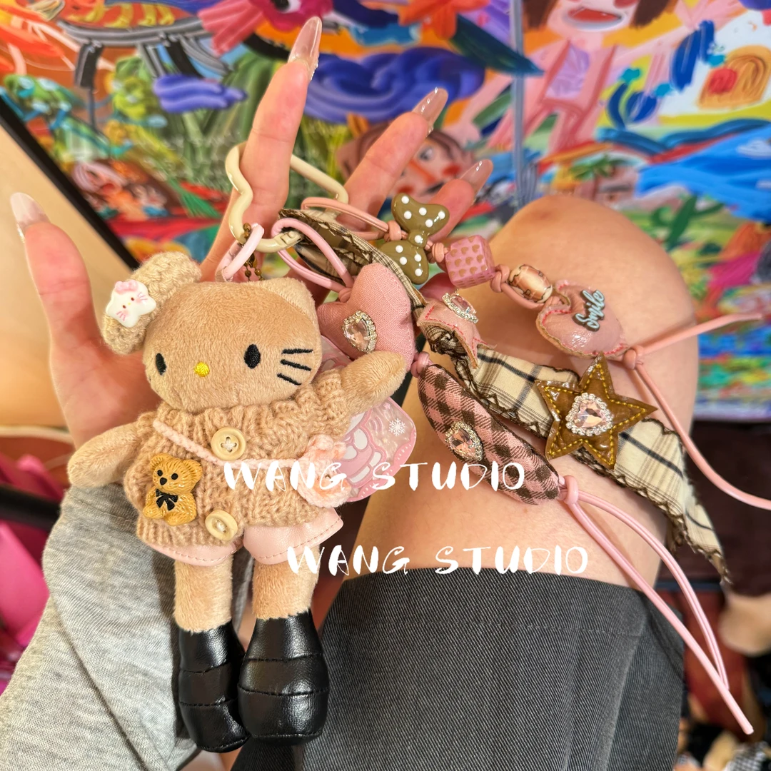 粉棕毛衣长腿kt挂件