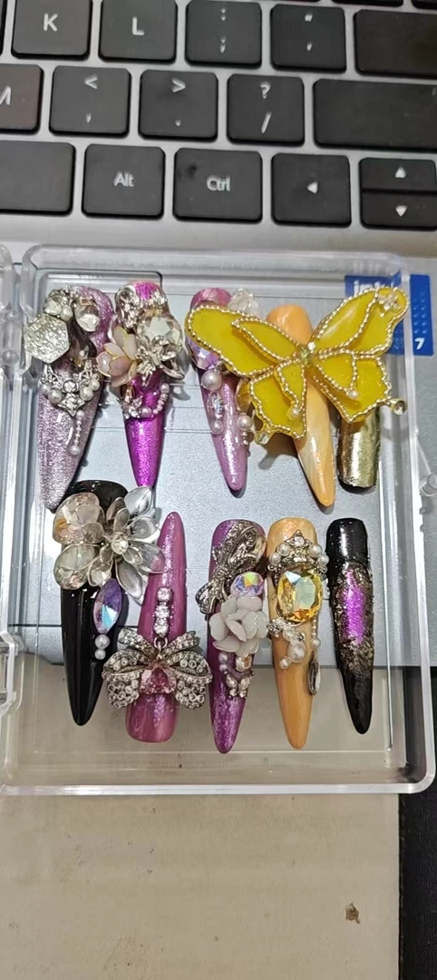 纯手工穿戴甲新中式宫廷风重工复古贵妃护甲美甲