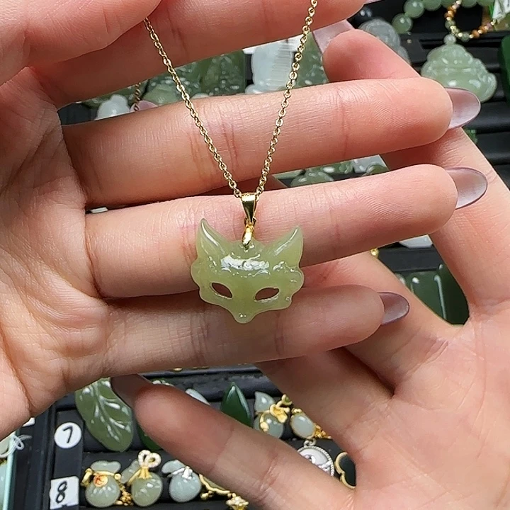 颈饰银S925镶嵌和田玉送链子送绳