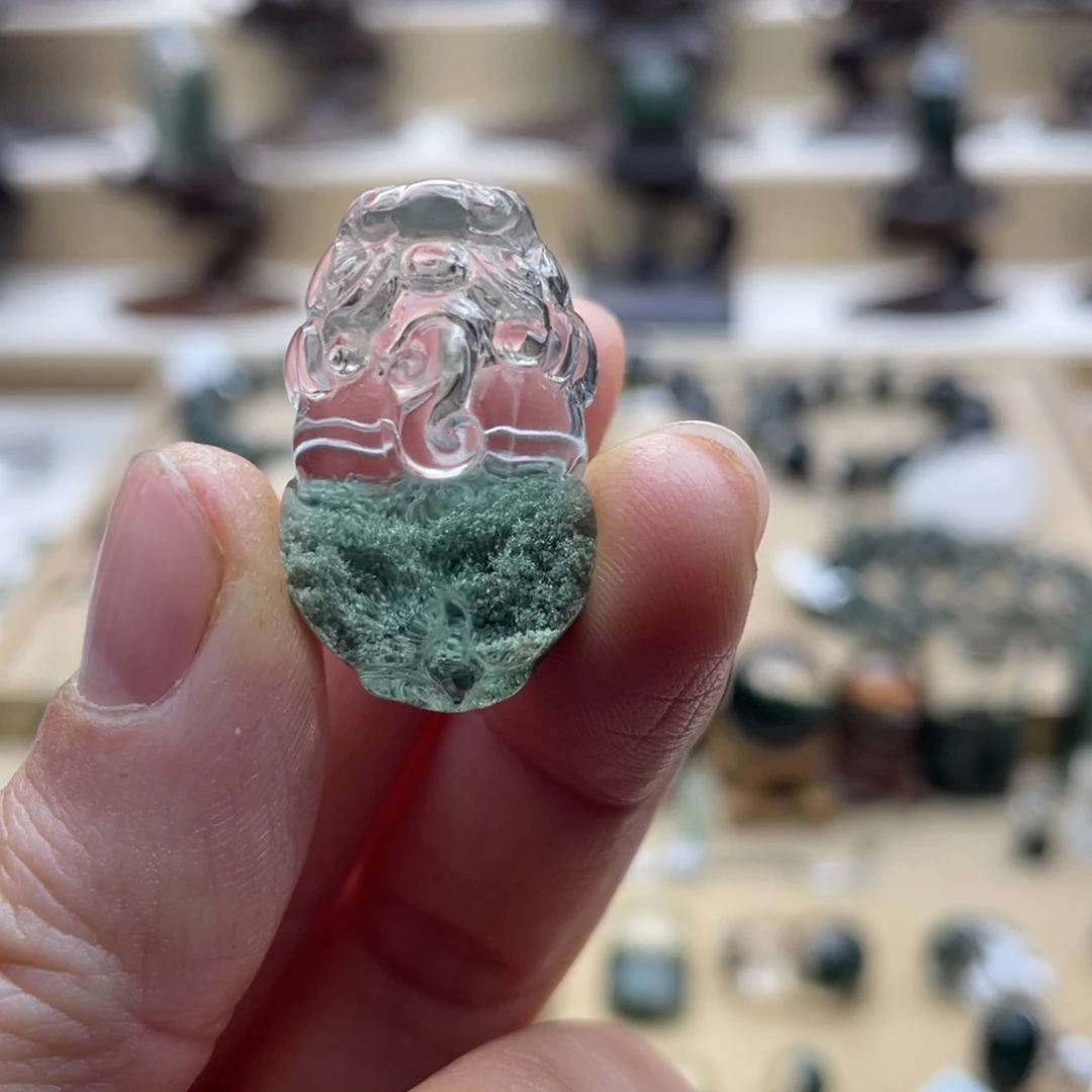 水晶颈饰未镶嵌绿幽灵聚宝盆貔貅