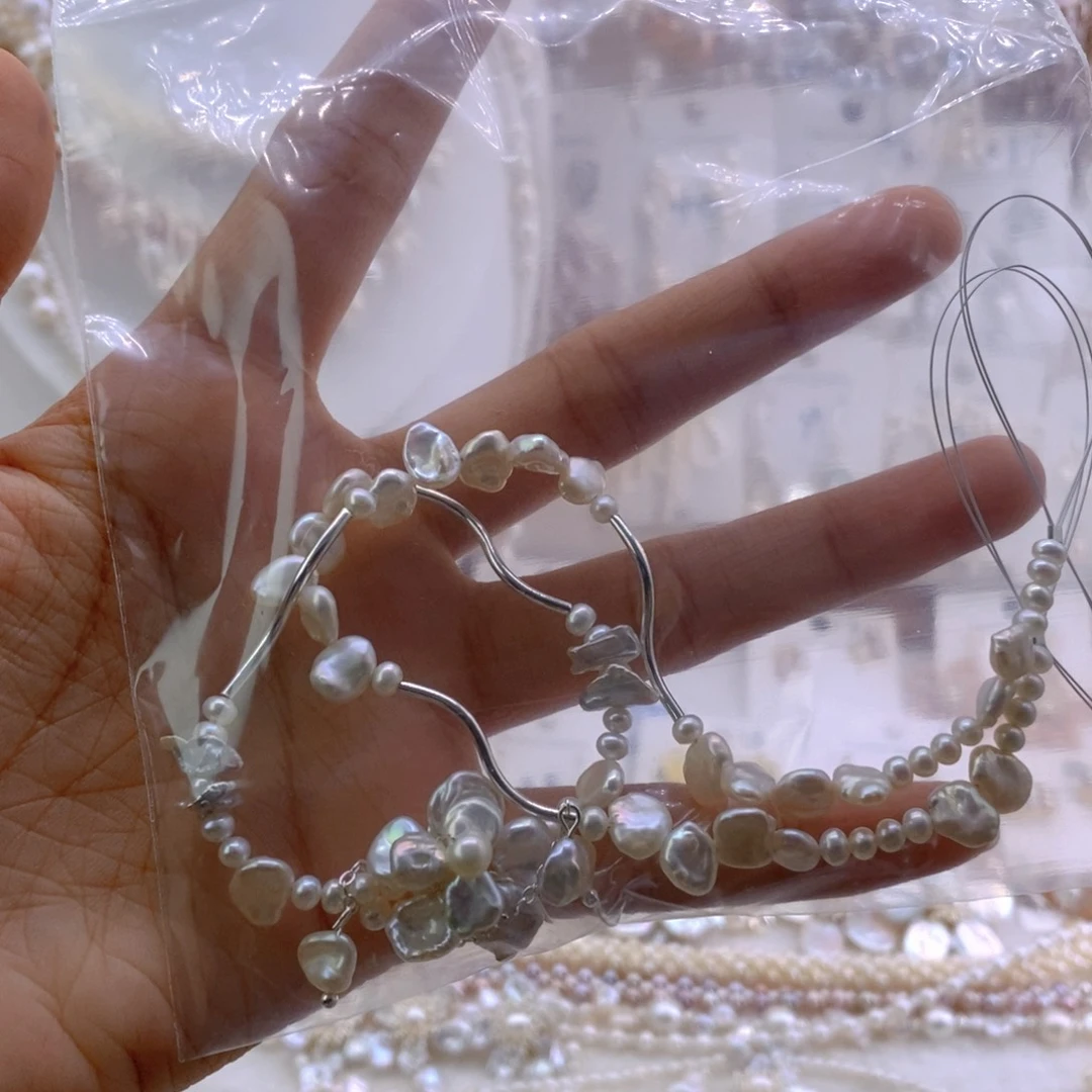 合金淡水珍珠耳钉项链