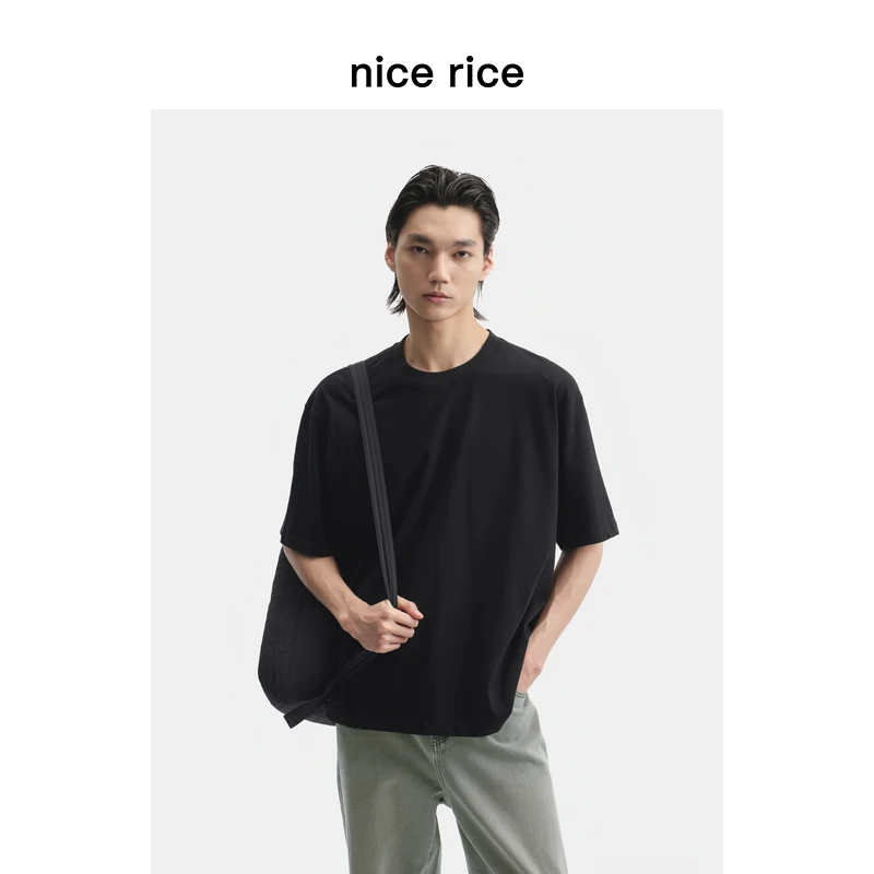 nice rice好饭 25春季新品莱赛尔混纺240G大廓形短袖t恤NHC02082
