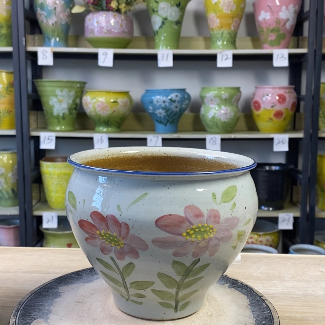 景德镇手工手绘陶瓷花盆