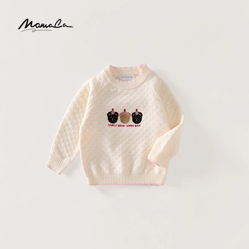 MOMOCO秋冬季女童甜美绣花小蛋糕套头毛衣75830230024