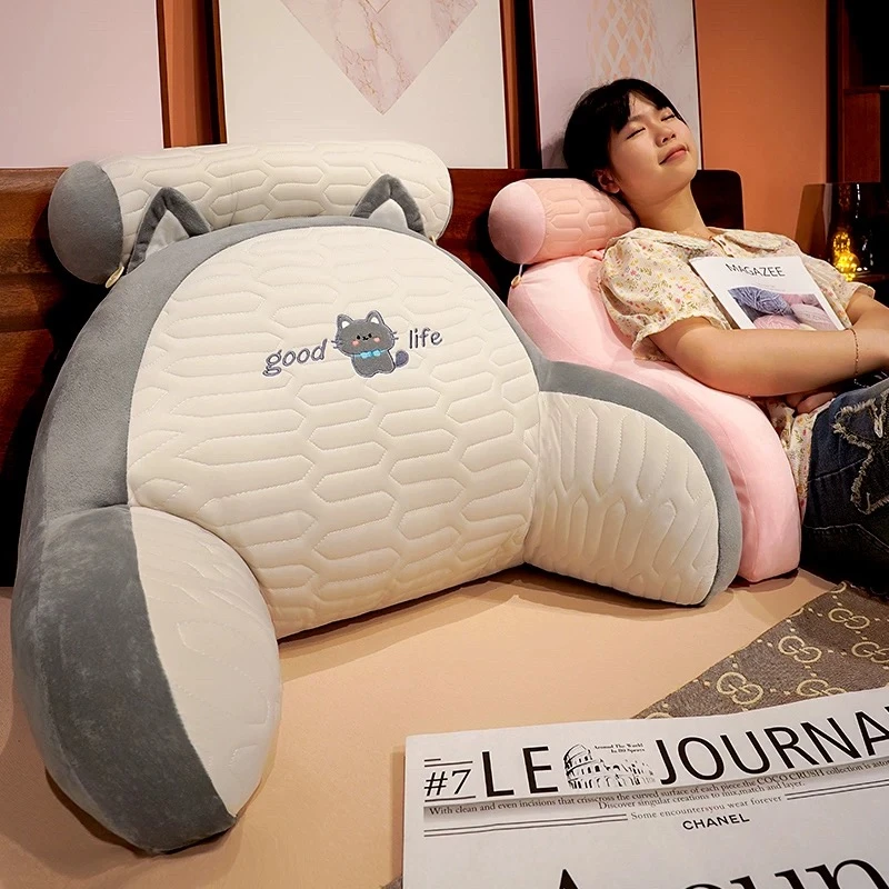 A乳胶床头靠垫软包大靠背床上护腰靠枕四季靠腰（款式颜色随机）