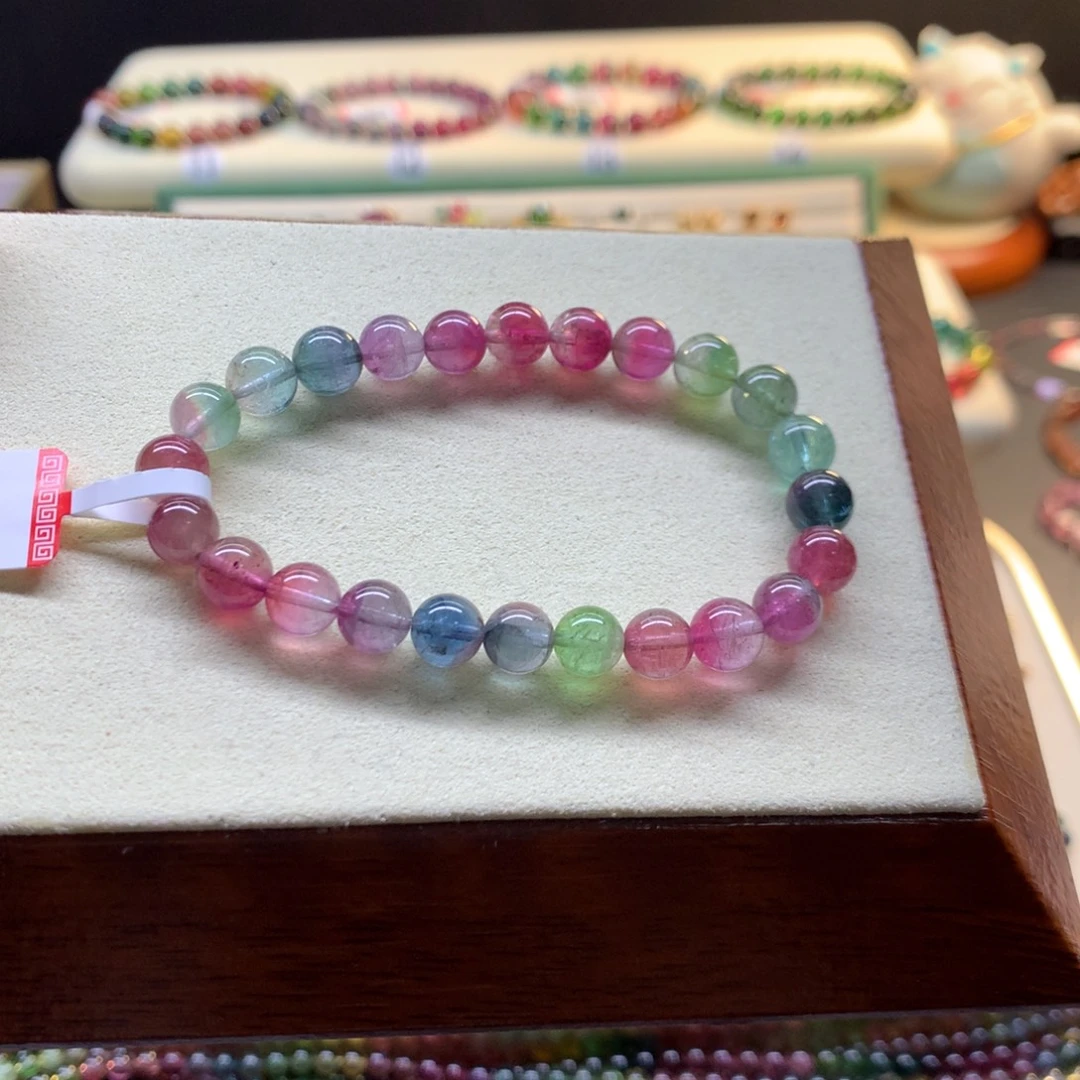 碧玺未镶嵌手串西瓜碧玺手链