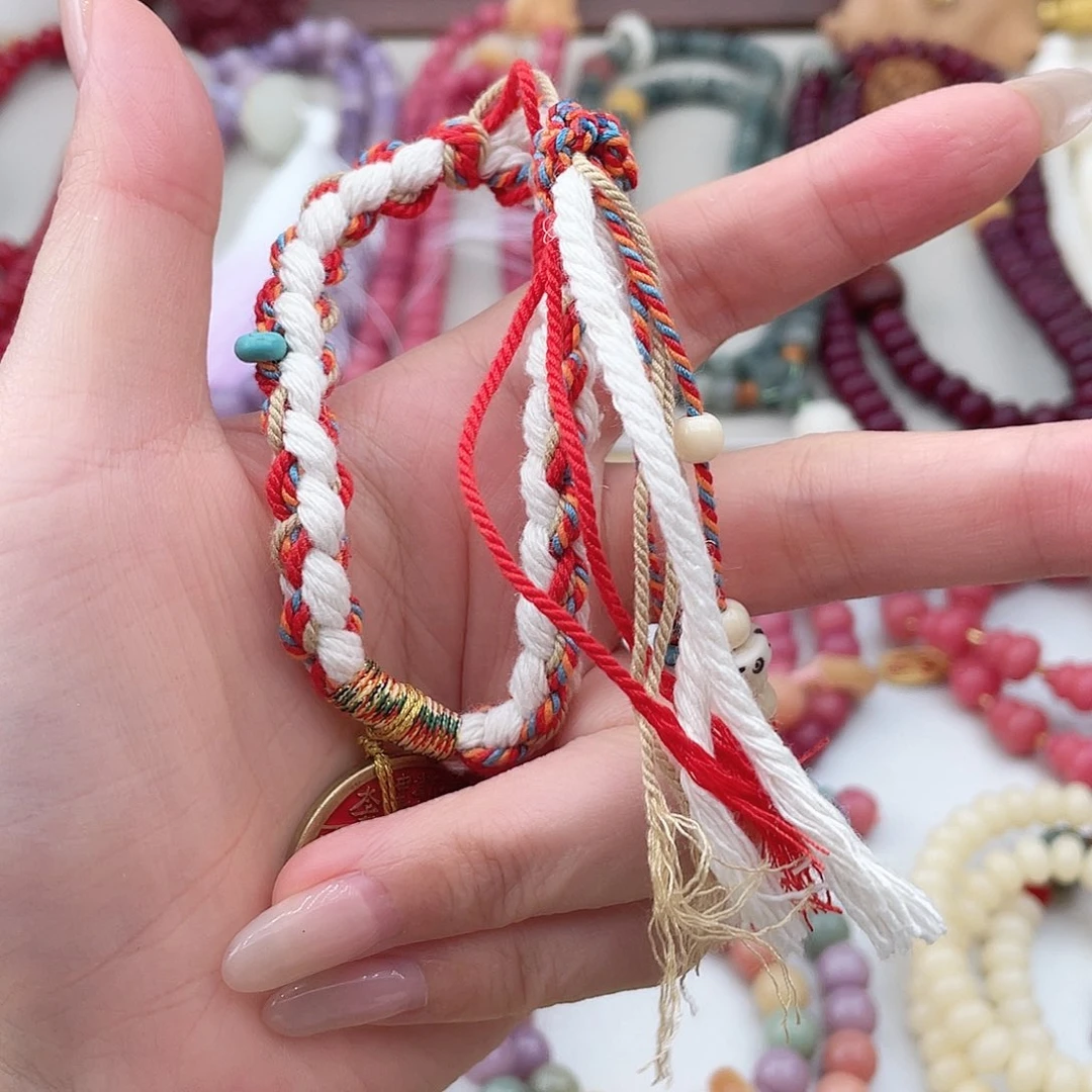 菩提根/象牙果吊坠彩绳山花