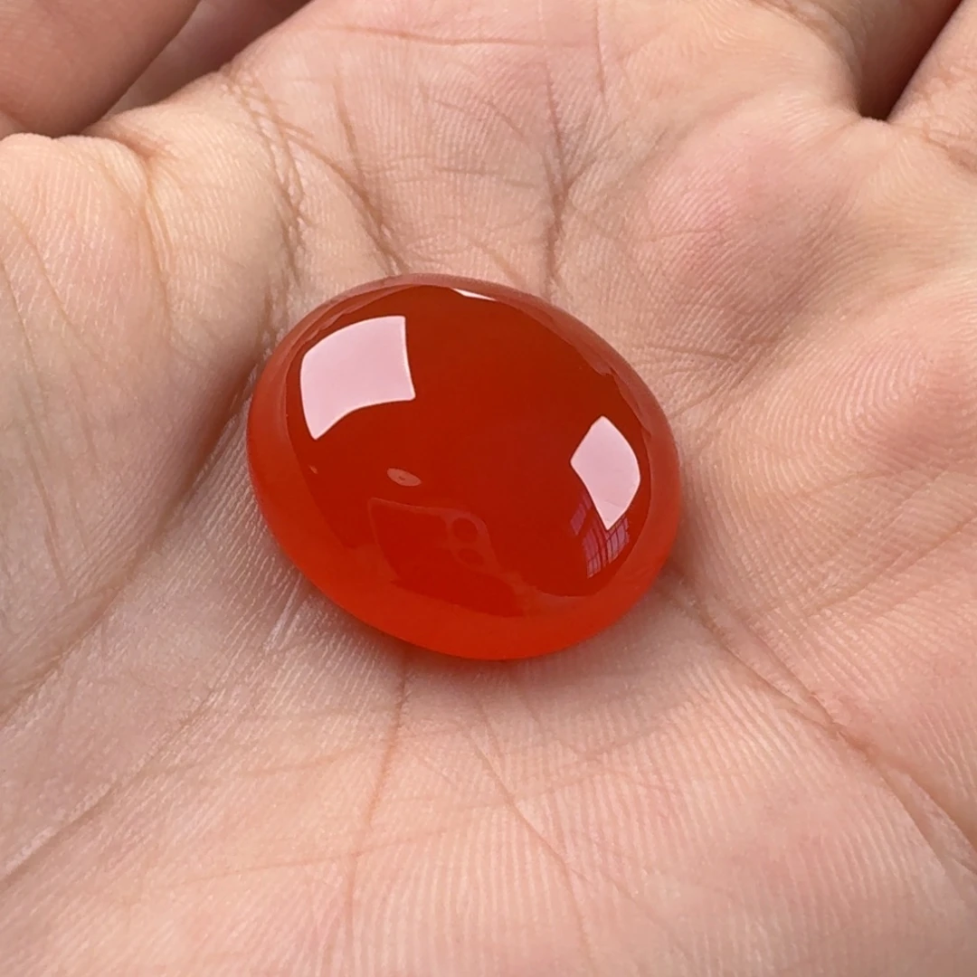 科***鱼南红玛瑙未镶嵌冰红蛋面24.2*21.1*10.0