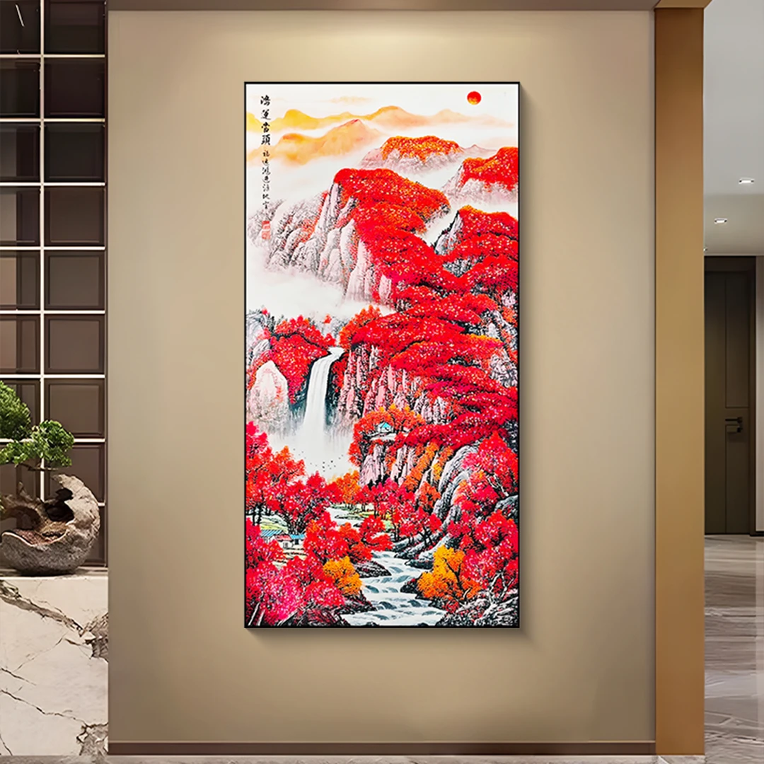 新中式鸿运当头镶钻画玄关装饰画高档大气走廊过道适用鸿运70140