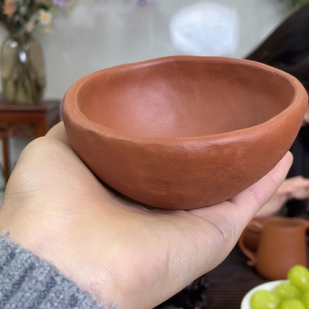 紫砂茶壶赵庄朱泥手捏杯