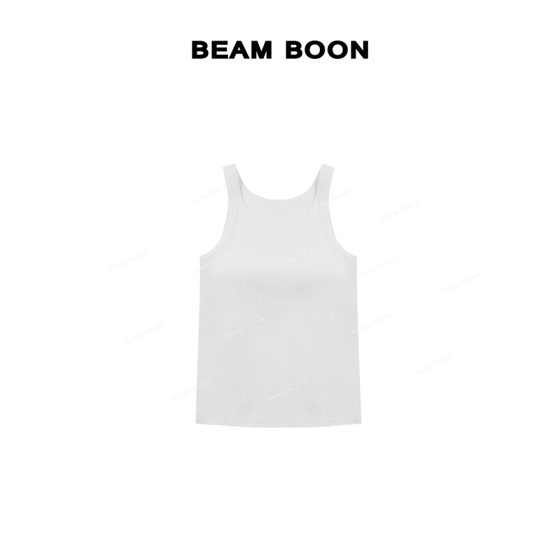 Beam Boon |【清补凉】坑条肌理蚕丝莱赛尔速干凉感胸垫U领无袖背心