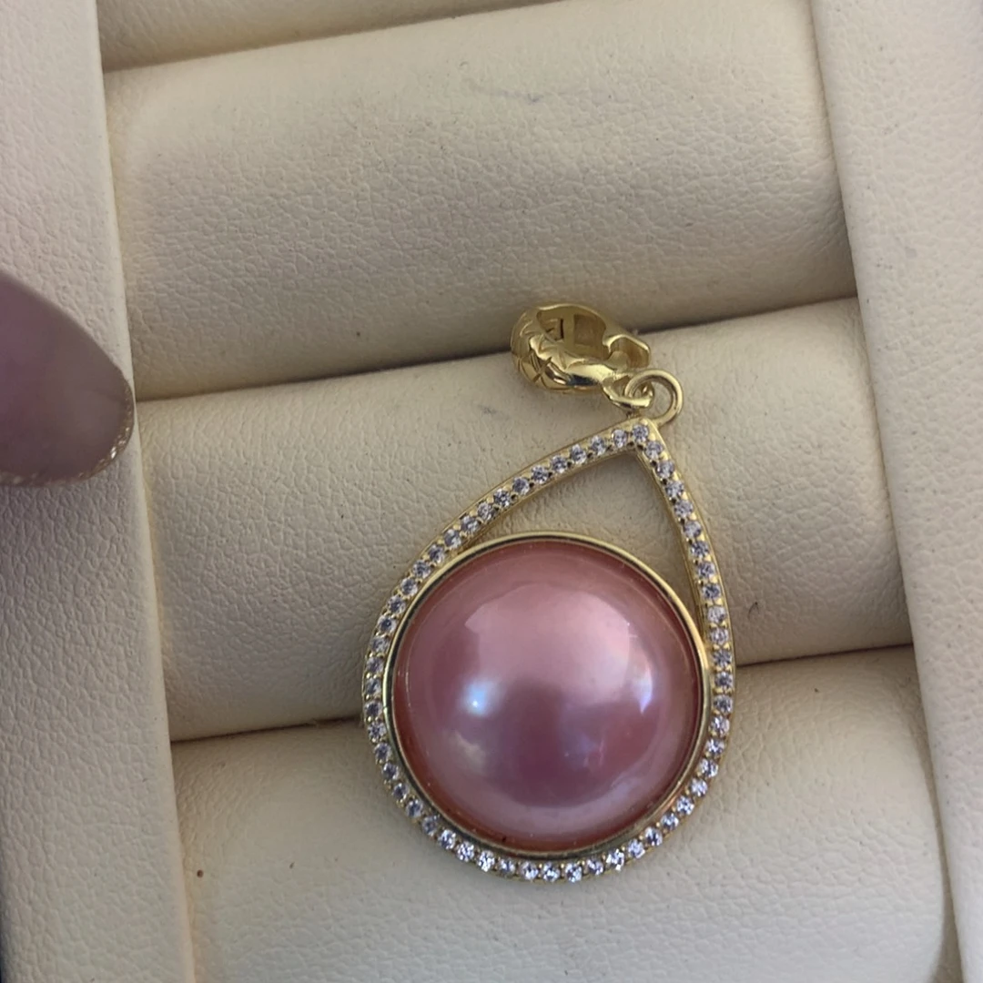 银S925镶嵌拼合珍珠（马贝珠）颈饰