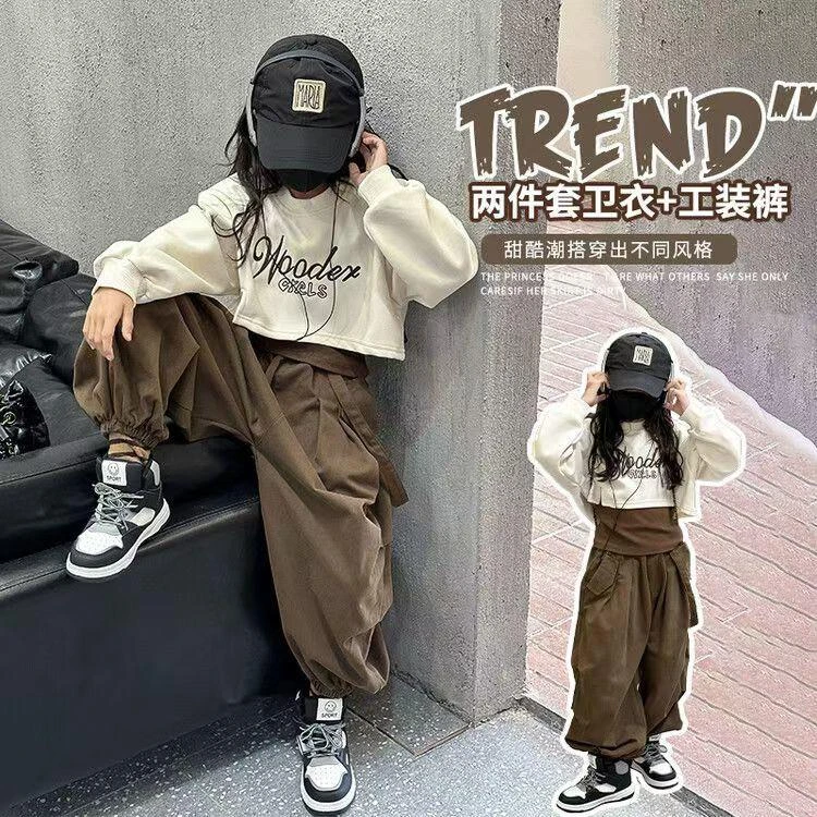 女童三件套春装套装儿童潮牌服装衣服小女孩春季宽松洋气时髦童装