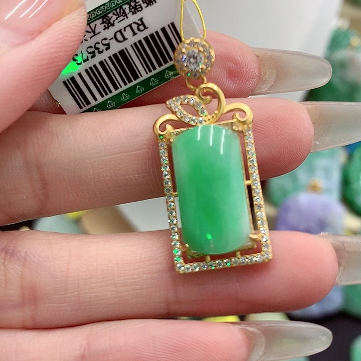 翡翠银S925镶嵌吊坠(不含链)