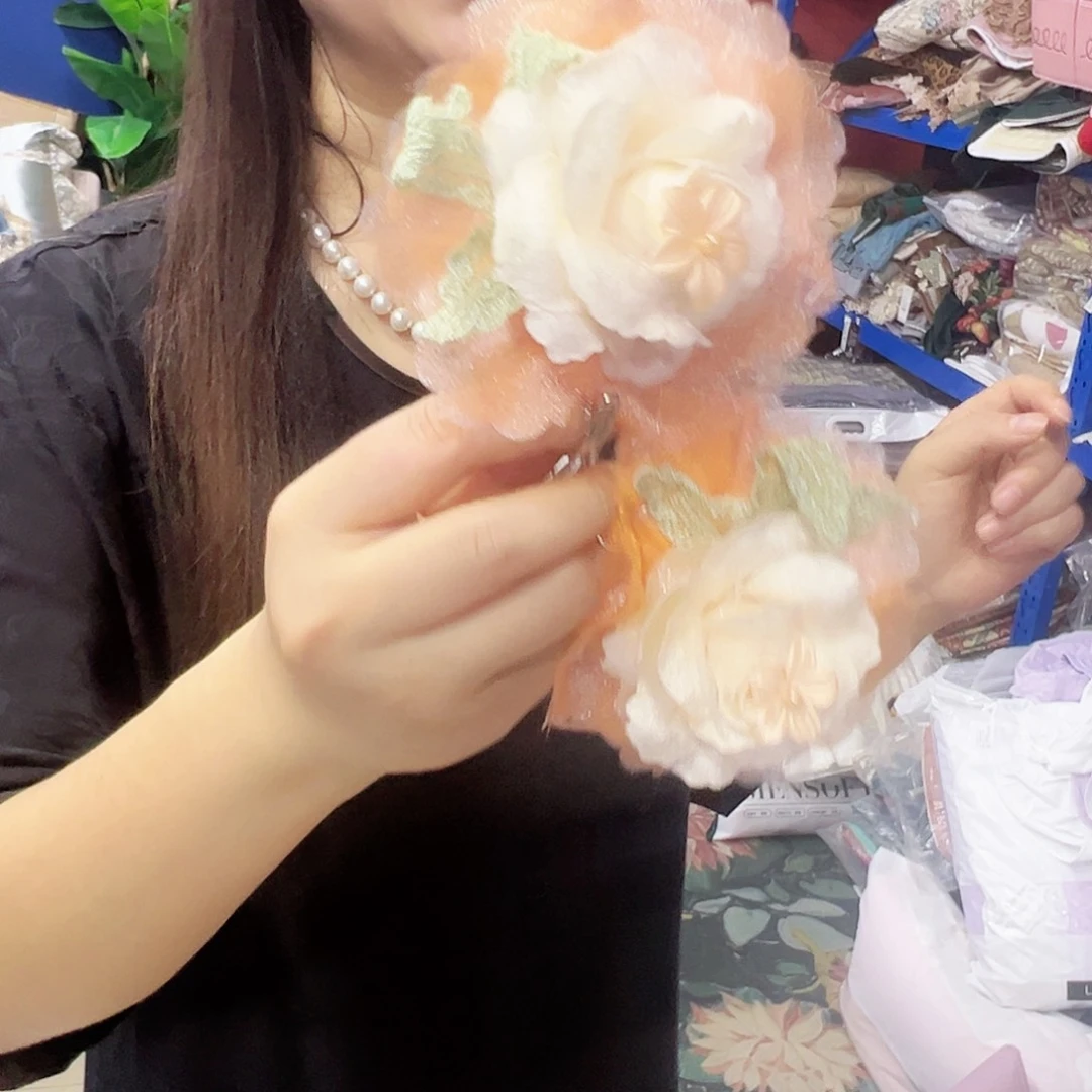 布花朵粘钩一对4851