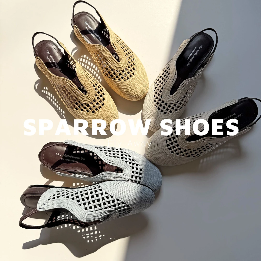 【山雀设计】拉菲草编夏季法式镂空波西米亚度假休闲包头凉鞋