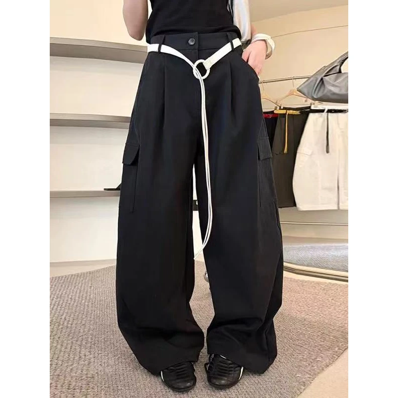 【锦衣服饰】FS 6699欧货百搭显瘦高腰工装弯刀阔腿裤