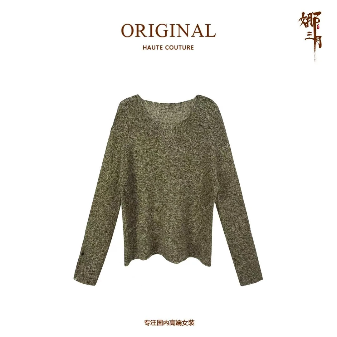 【羊绒】复古轻奢时尚手工钩纱软糯绵羊毛毛衣YM0016