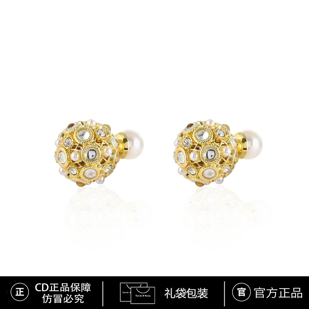 铜合金仿珍珠耳饰 CNC精工 锆石精致轻奢时尚设计耳钉 3858