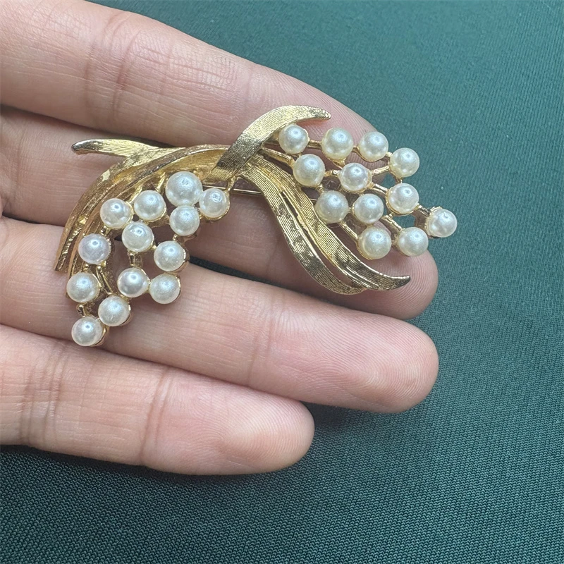 合金胸针 ART珠珠叶片胸针2-24【2070219-006】