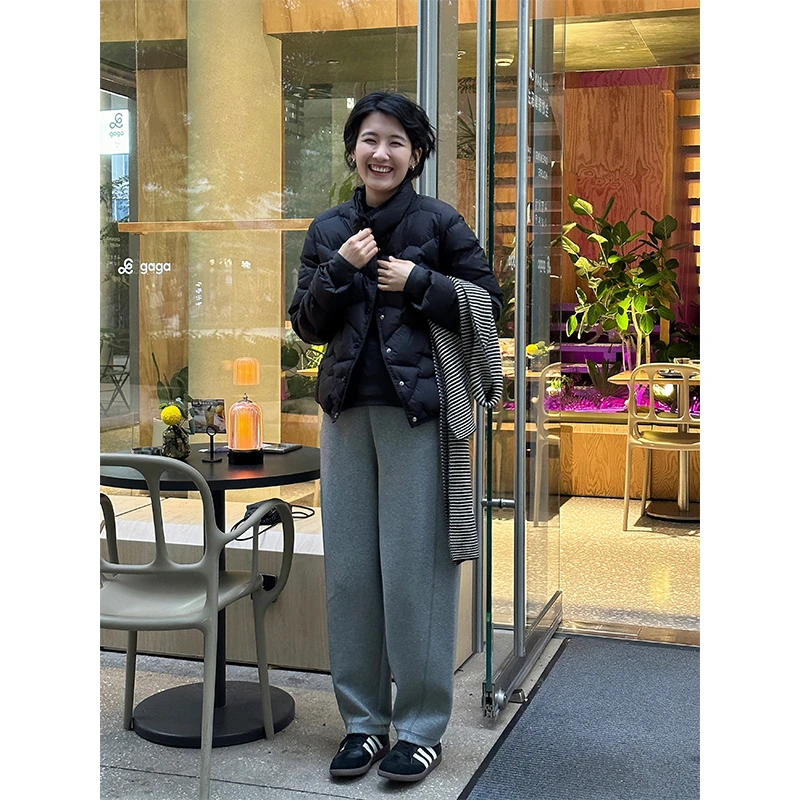 LANGQING 灰色休闲卫裤女春秋季宽松慵懒风裤子42912/42980#