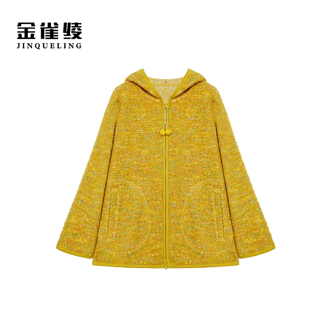 金雀绫【梵高的花】设计款连帽休闲宽松加宽加大外套SZA4TT851