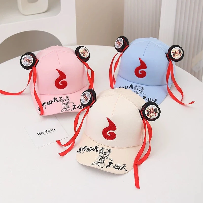 儿童哪吒鸭舌帽男女童棒球帽春秋季宝宝百搭遮阳潮流儿童防晒帽子