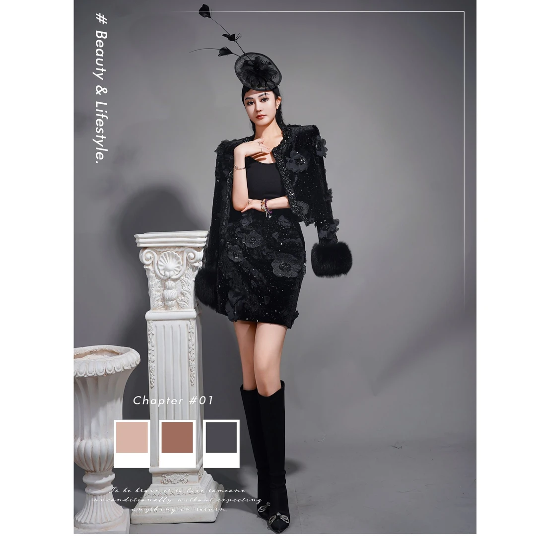 【星姐推荐】星原创高级定制【黑玛瑙】设计师轻奢名媛秋冬香风套装裙