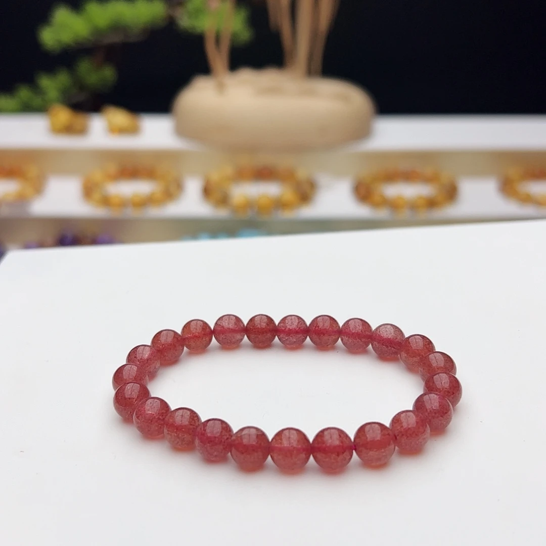 水晶未镶嵌手链草莓晶8mm