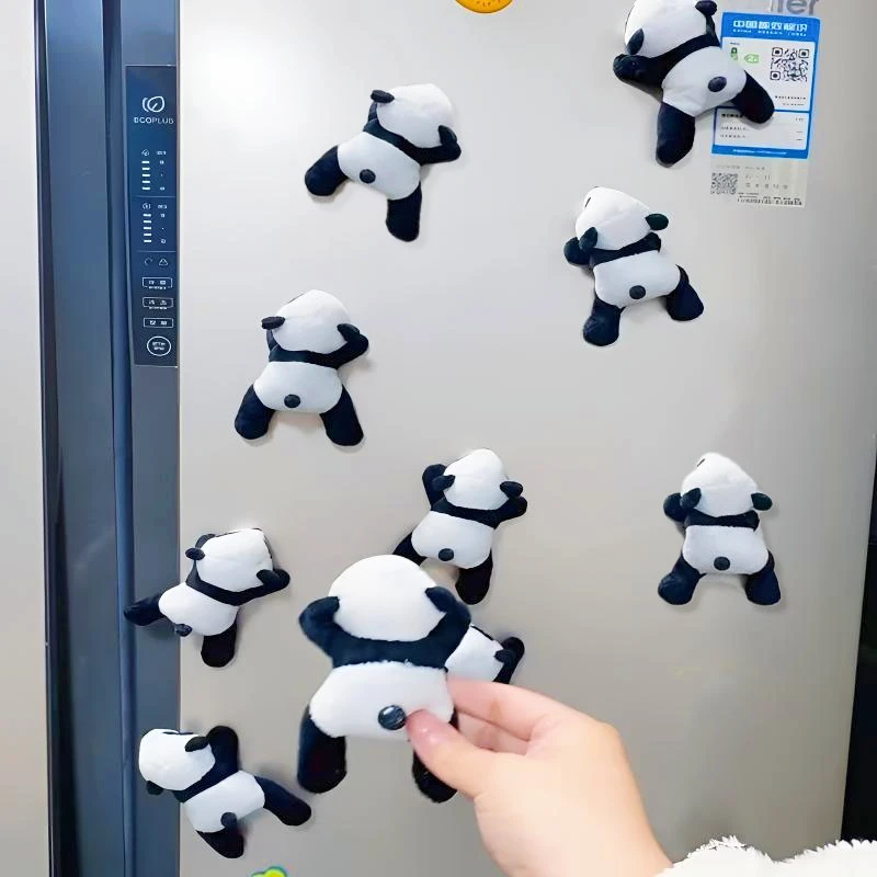 熊猫冰箱贴可爱磁吸成都熊猫毛绒公仔文化装饰3d立体旅游纪念