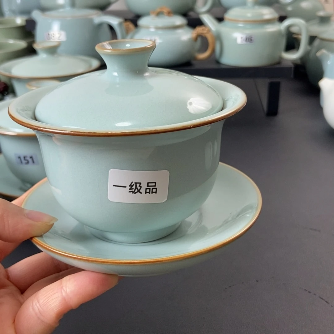 湛***哥壶一级品天青釉元宝盖碗