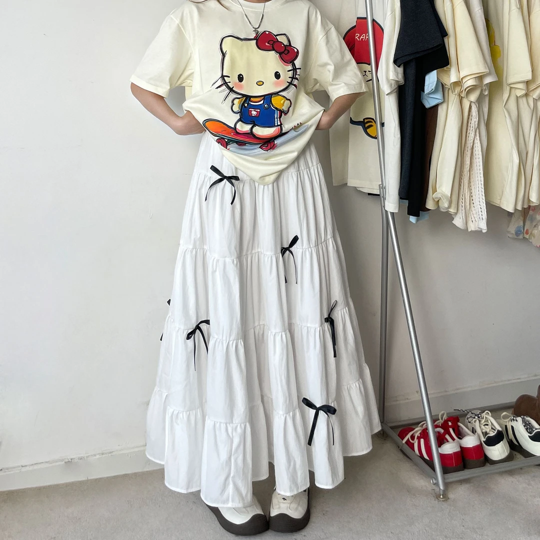 【蝴蝶结半身裙】Pocket口袋服饰春秋新款A字蝴蝶半身裙