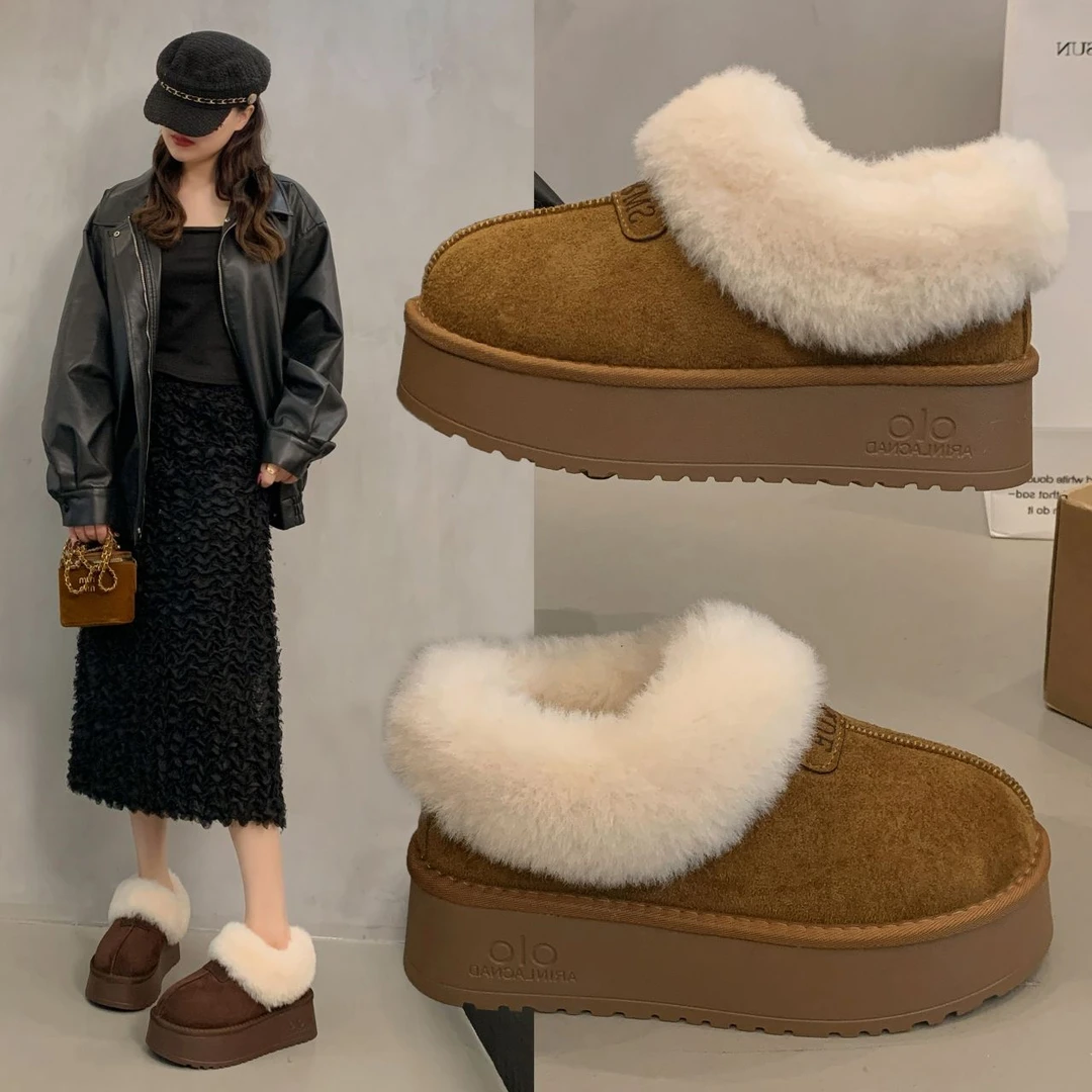厚底增高雪地靴女2025年冬季新款加绒加厚短靴保暖短筒棉鞋毛毛鞋