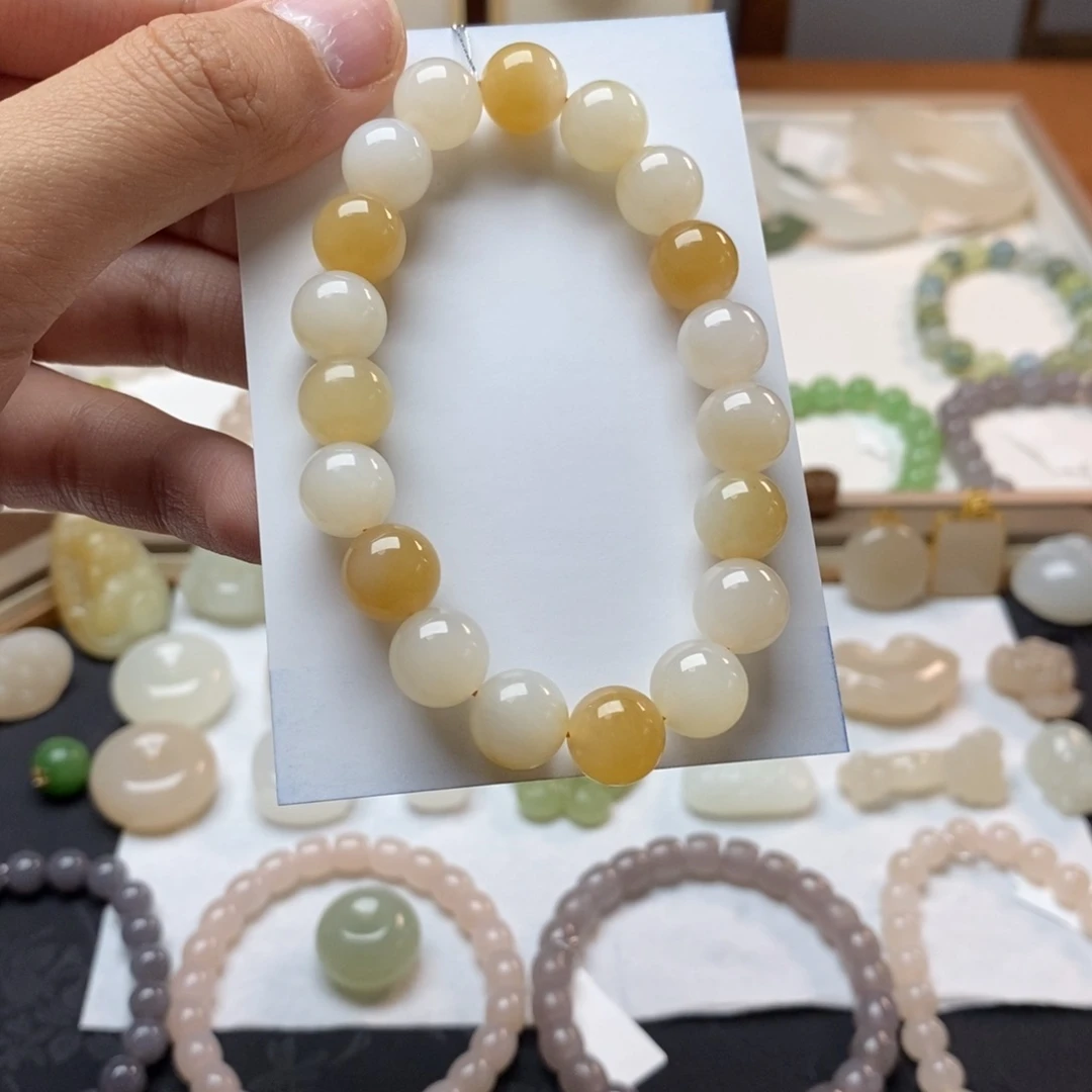 手链未镶嵌和田玉和田玉糖手串