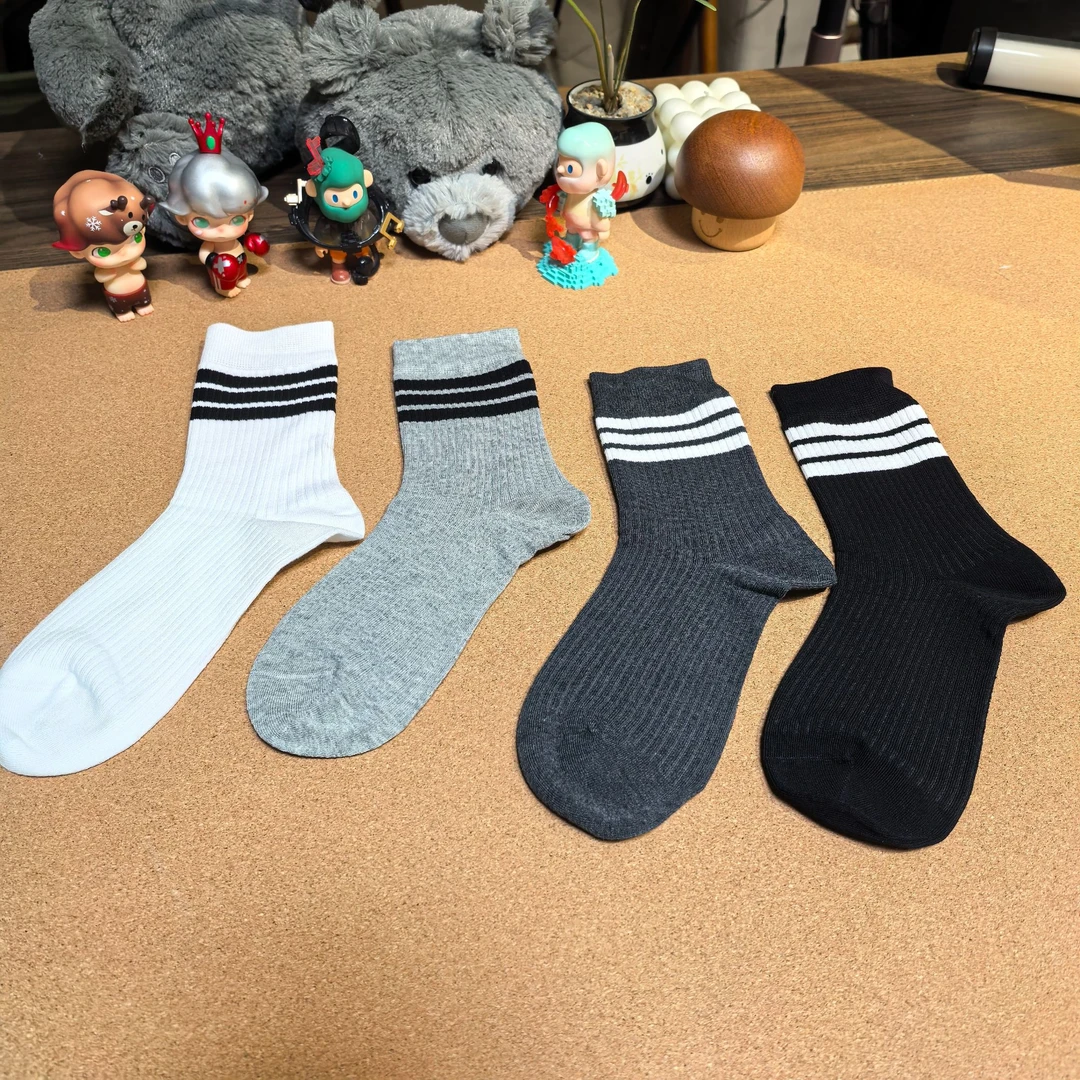 WZ039春夏韩系条纹中筒女袜4双装包邮