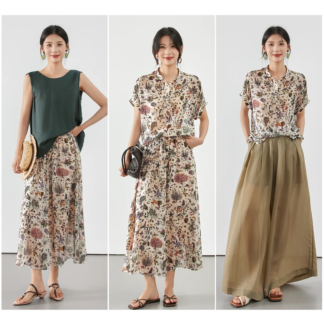 微风以沫 海洋繁花 凉爽舒适乔其海螺花轻奢套装SQA883688MG