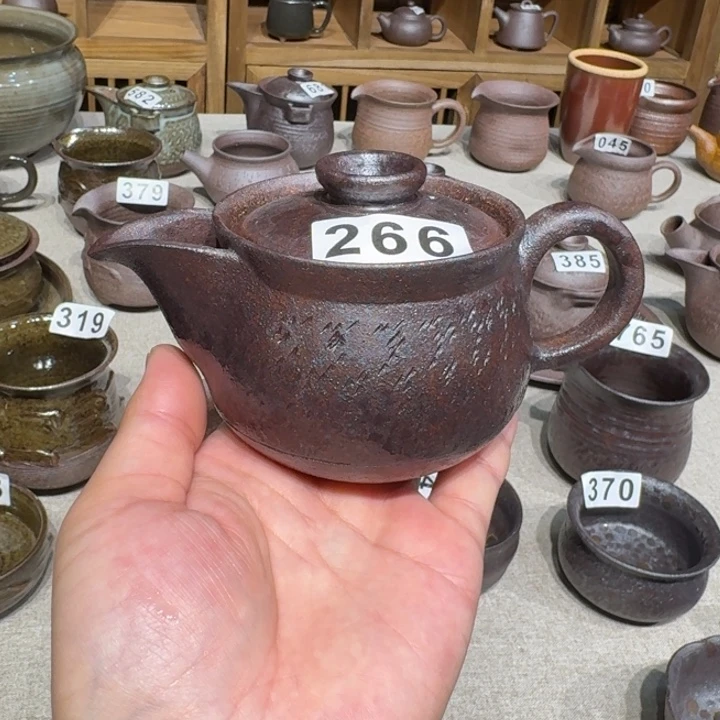 杯花*粗瓷茶具素胎无釉盖碗