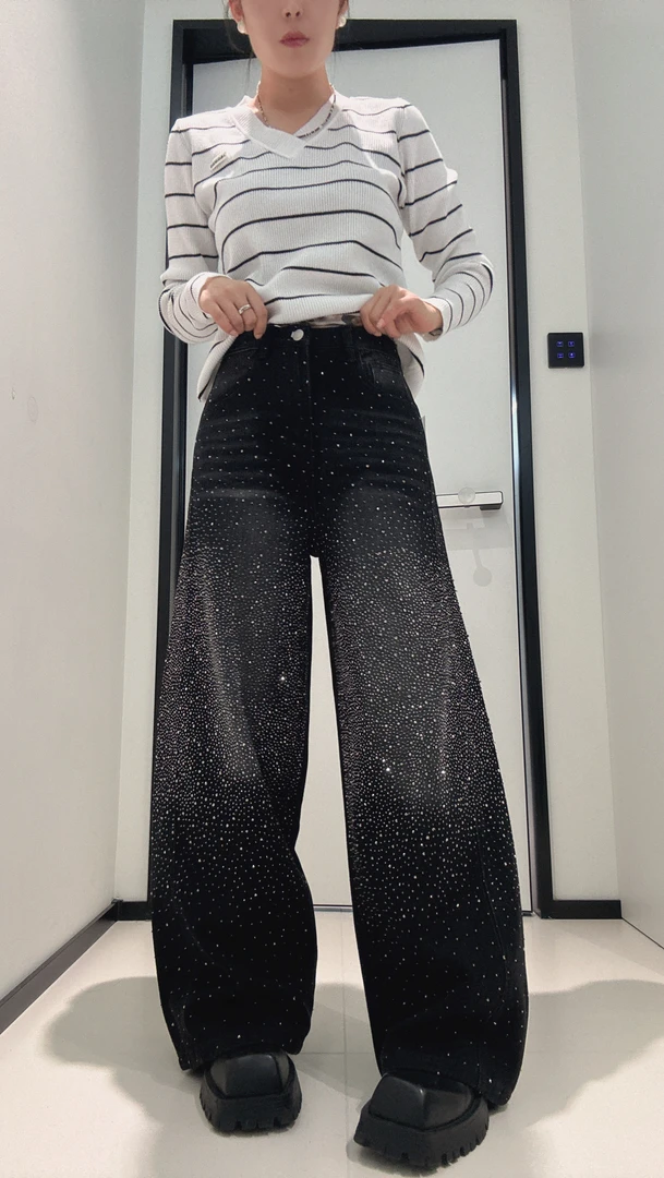 【MIAOZI】冬季重工阔腿裤牛仔时尚简约百搭任何风格