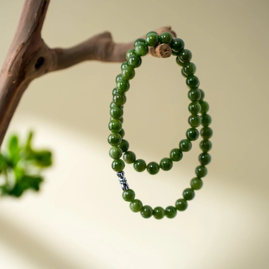 【俄料七号老坑】和田玉碧玉藏收菠菜绿项链