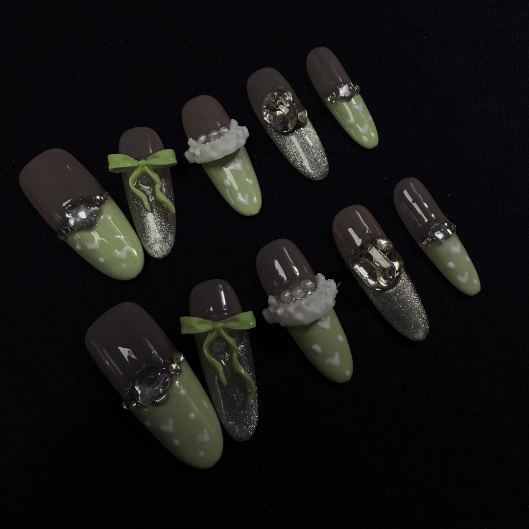 CHAYEJIA 【薄荷绿波】纯手工定制穿戴甲