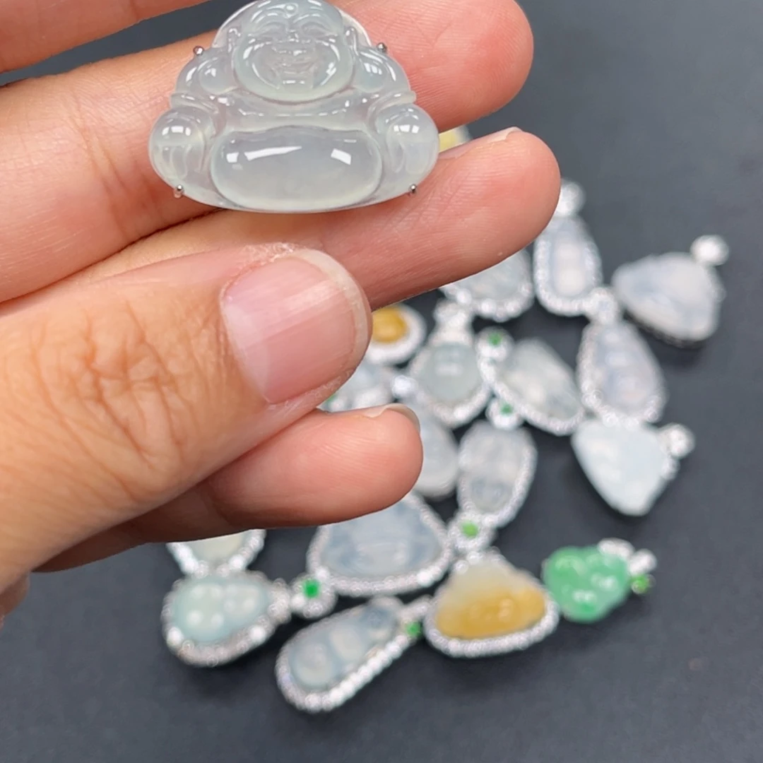 翡翠银S925镶嵌吊坠(不含链)