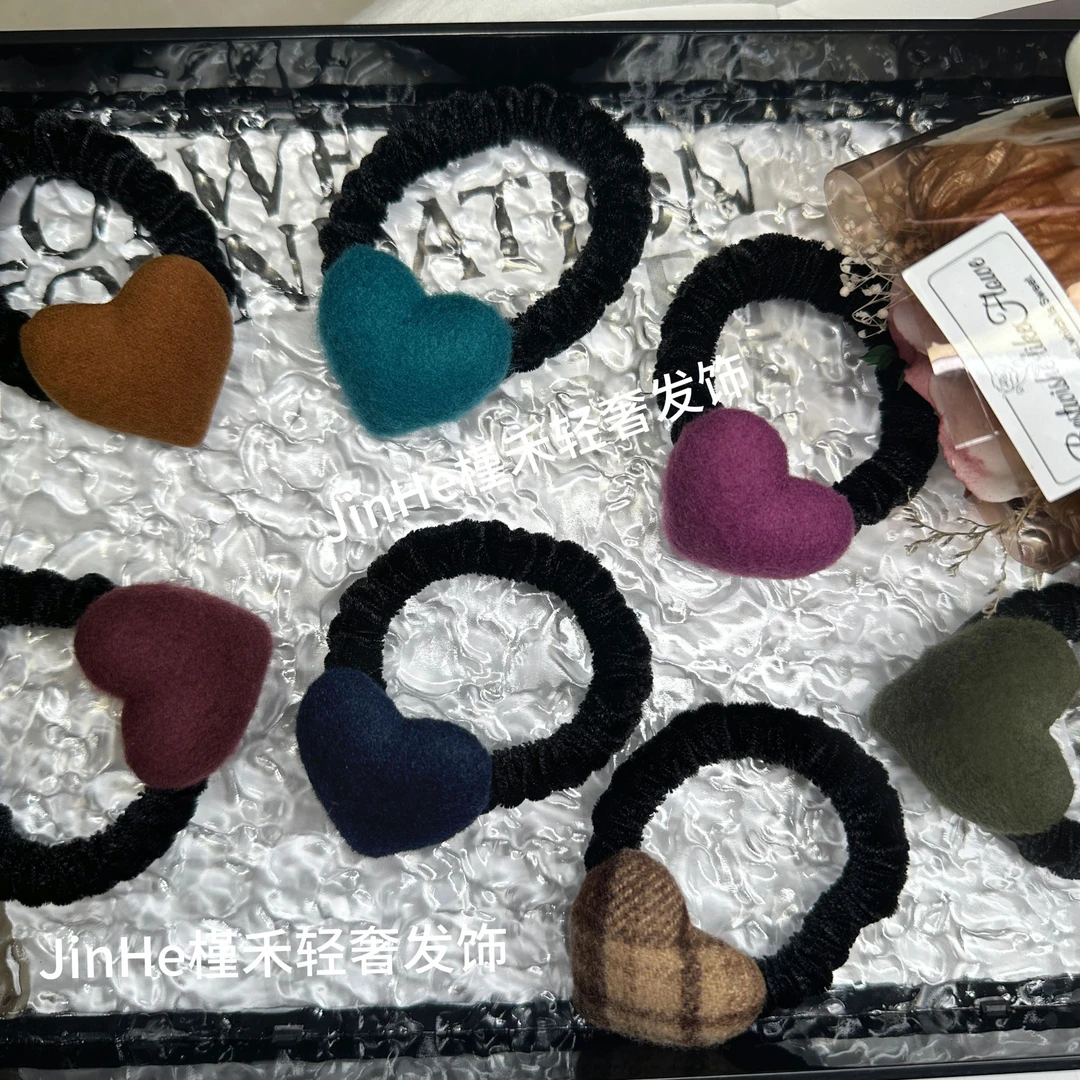 G008【一个装】韩系爱心磨毛发圈甜美简约时尚高级百搭2025新款