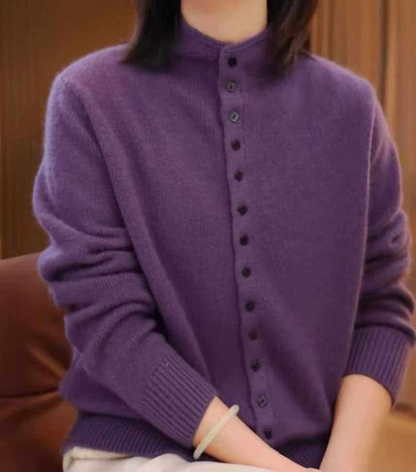 每个颜色都很赞~女士三股花纱加厚羊毛针织开衫