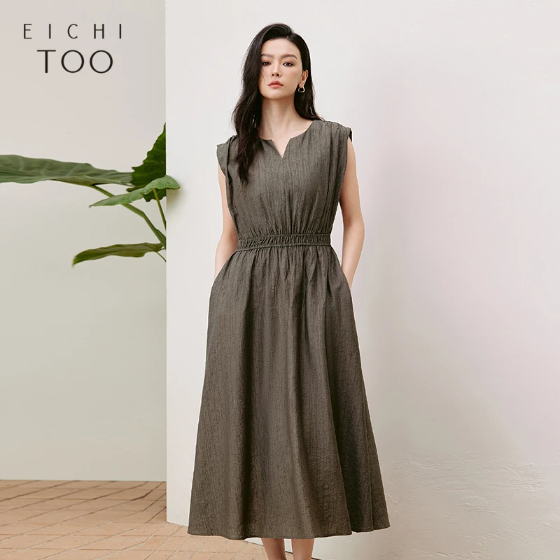 爱居兔25夏季新款不规则肌理感优雅大方短袖连衣裙EQLBJ2Q013A