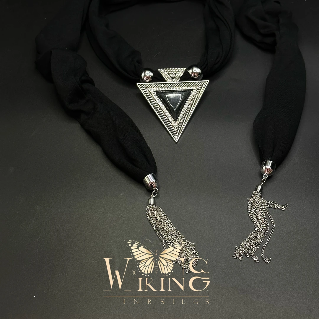 铜布艺项链 王大嘴原创 “黑白三角”民族风三角银链围巾项链A581